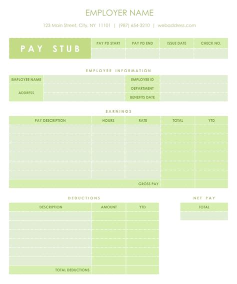 Employee Pay Stub Template Free Printables