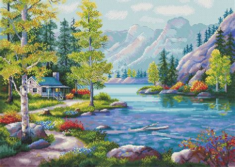 Mountain River Cross Stitch Pattern Beautiful Landscape Cross Etsy Canada