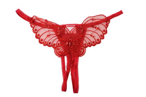 buy flirtzy womens sheer butterfly applique crotchless panties w pearl and sequin details