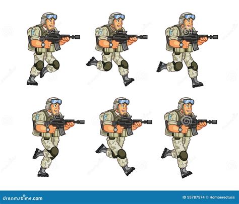 Us Soldier Running Sprite Stock Vector Image Of Mascot 55787574