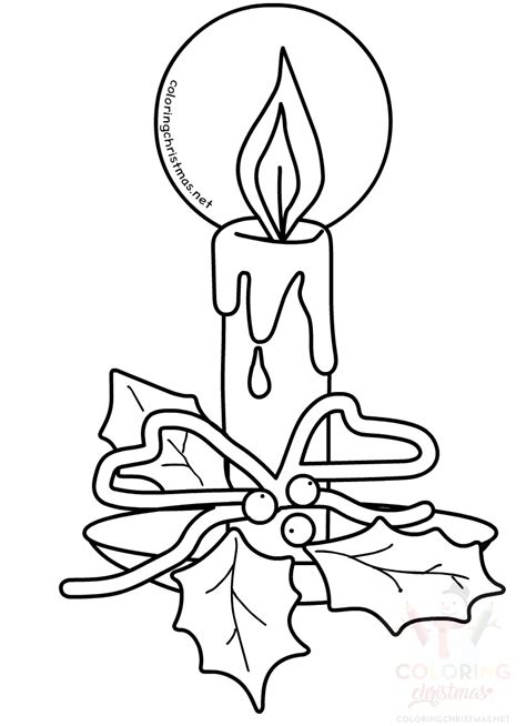 christmas coloring page candle white  holly coloring christmas