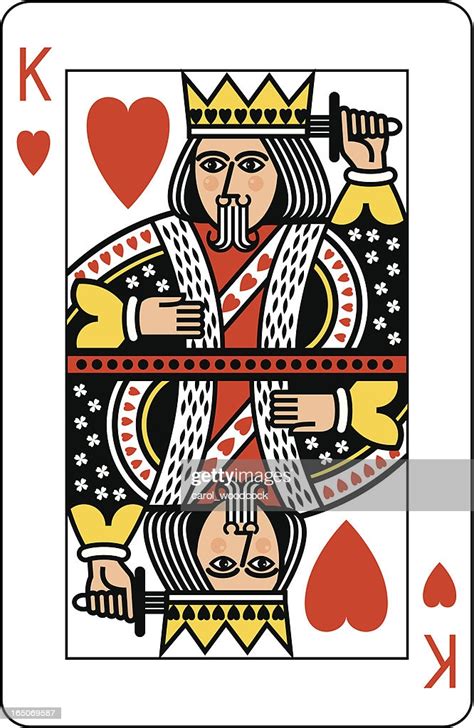 (the jack of hearts is not symmetrical in a normal the king card in a suit depicts as the viceroy cards seated on thrones. King Of Hearts Playing Card High-Res Vector Graphic - Getty Images