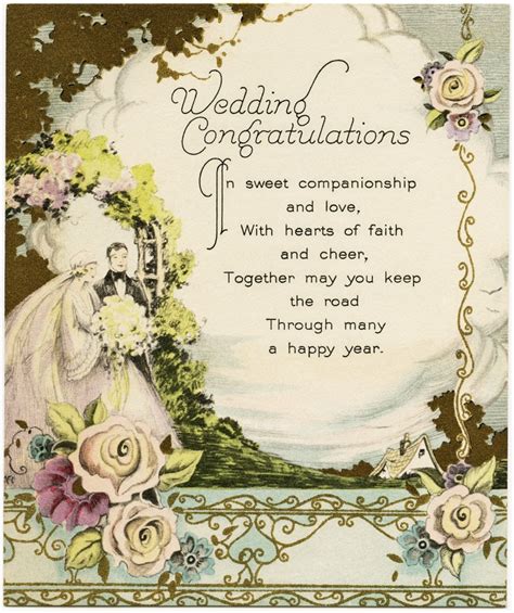 Wedding card clipart 20 free cliparts | download images on. Vintage Wedding Congratulations | Old Design Shop Blog
