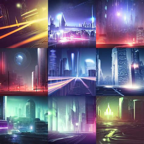 A Futuristic Cityscape Science Fiction Night Lights Stable