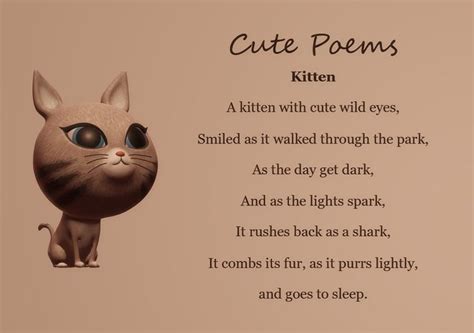 Free Verse Poem Cute Poem A Kitten With Cute Wild Eyes Smiled As It