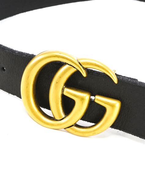 Gucci Leather Belt With Double Gold G Distressed Buckle 32w 80cm