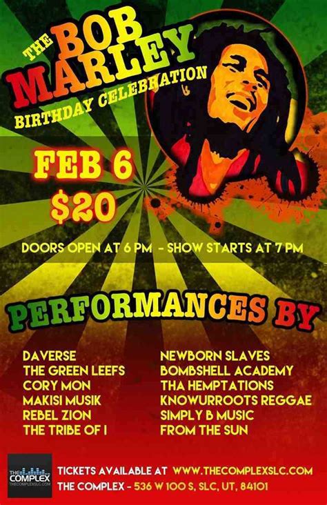 Tickets For The Bob Marley Birthday Celebration In Salt Lake City From