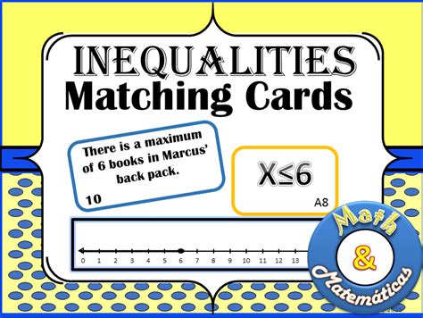 Inequalities Matching Cards Graphing Verbal Description And