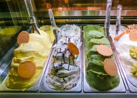 Different Flavors Of Italian Ice Cream At Italy Stock Image Image Of