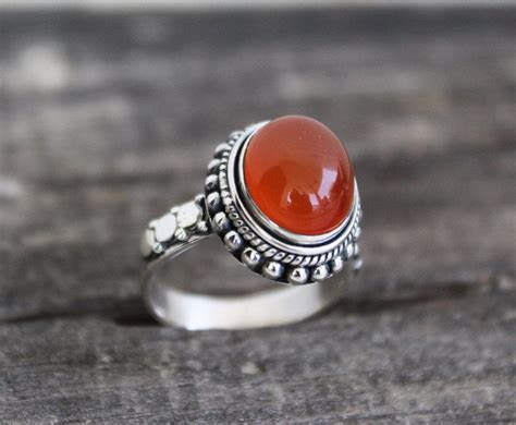 Red Onyx Ring Oval Gemstone Ring Red Stone Ring Boho Etsy