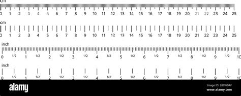 Inch And Metric Rulers Centimeters And Inches Measuring Scale Cm