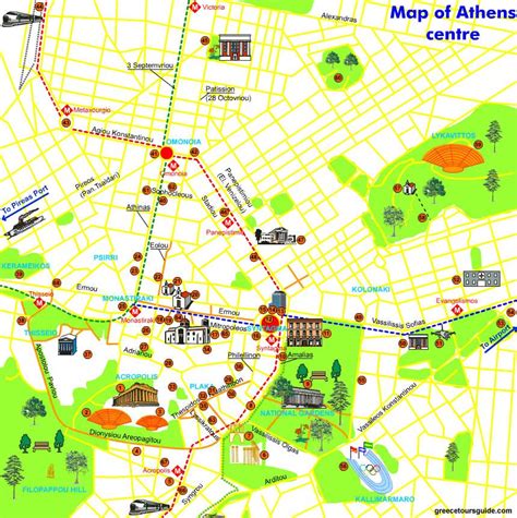 Athens Sights Map Athens Travel Map Greece