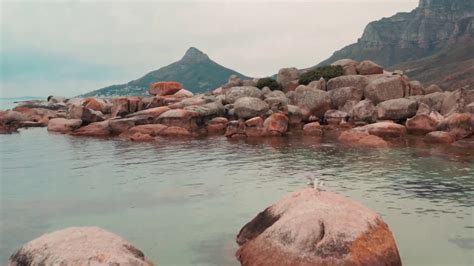 Unique View Through Rocky Beach In Cape Town Hd Drone View Free