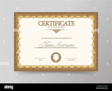 Certificate Of Achievement Template Layout In Golden Border Stock