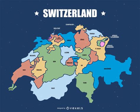 Switzerland Cantons Map Vector Download