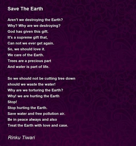 Save The Earth Save The Earth Poem By Rinku Tiwari