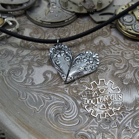 Ornate Spoon Heart Necklace Flowery Pendant Inspired By Etsy