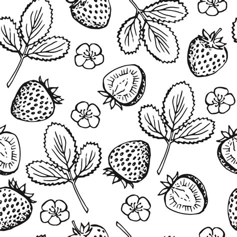 Seamless Pattern With Strawberry Hand Drawn Illustration Converted To