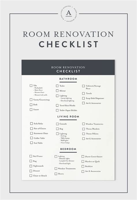 Printable Bathroom Remodel Checklist Template
