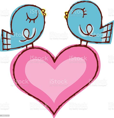 Love Birds With Heart Stock Illustration Download Image Now Istock