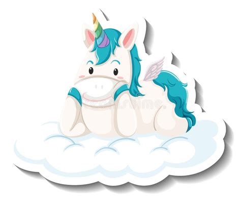 Lindo Unicornio Dormir En La Nube Personaje De Dibujos Animados Con