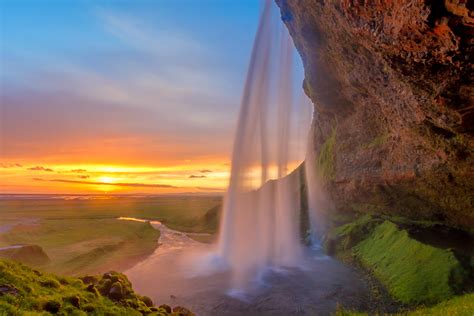 Seljalandsfoss Waterfall Sunset Iceland Fine Art Photo Print Joseph C