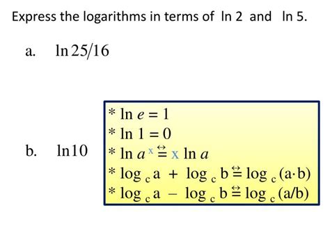 Ppt Express The Logarithms In Terms Of Ln 2 And Ln 5 Powerpoint