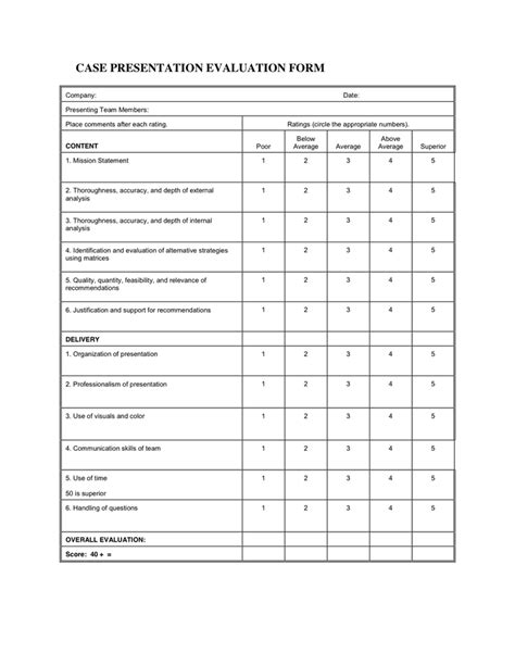 Presentation Evaluation Form Download Free Documents For Pdf Word