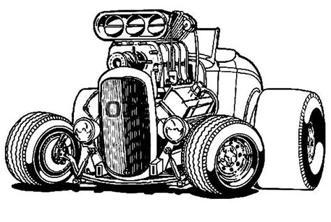 Hot Rod Cars Big Wheels Coloring Pages Kids Play Color Cars