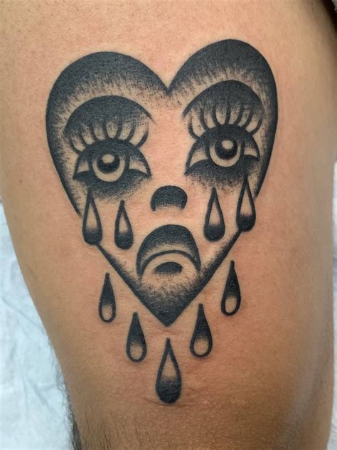 Crying Heart Done By Yoon At Daredevil Tattoo In Nyc Traditionaltattoos
