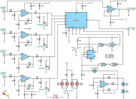 Researchers use power point software to draw a schematic diagram and copy it in the manuscript. Four-Channel Oscilloscope Adaptor Circuit Diagram