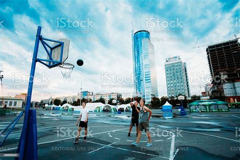 People Play Street Basketball In The Center Of Minsk Belarus Stock