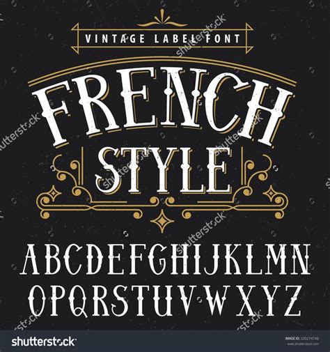 French Style Vintage Label Font Vector Illustration French Font