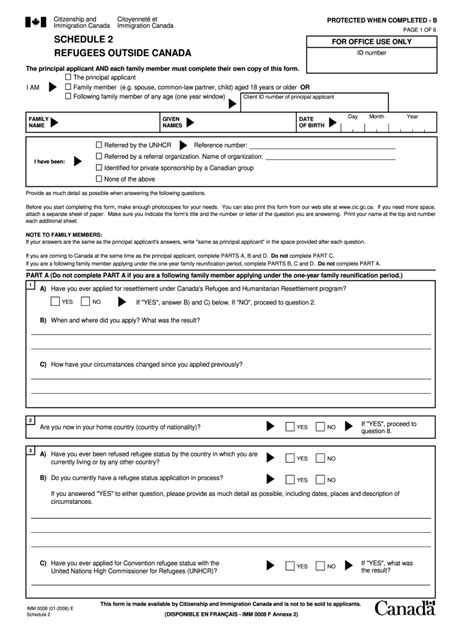 2006 Form Canada Imm 0008 Schedule 2 Fill Online Printable Fillable