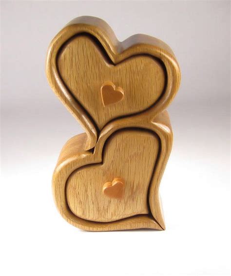 Handcrafted Oak Twohearts Box For Jewelry Trinket Or Keepsakes Made