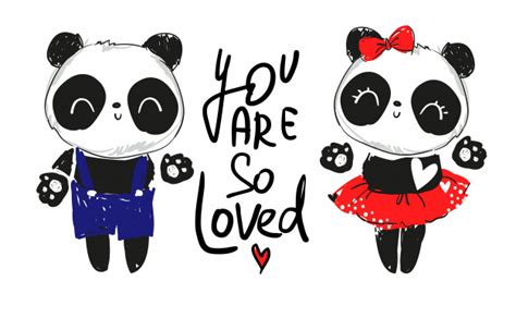 Premium Vector Panda In Love Couple Illustration Text You Are So Loved