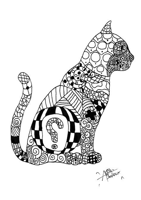 Chat Avec Motifs Coloriages Chats Difficiles Pour Adultes Et Enfants