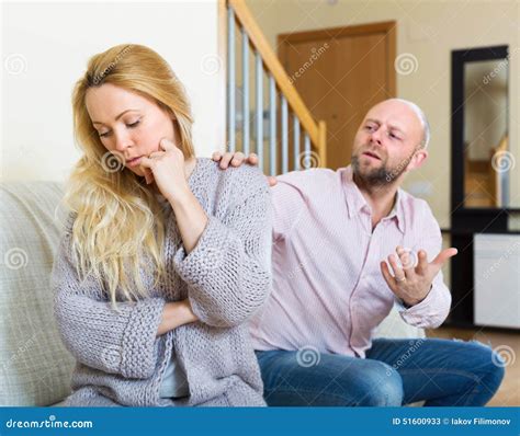 Man Consoling The Depressed Woman Stock Image Image Of Solace