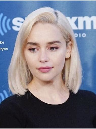 Straight 12 Chin Length Grey Synthetic Emilia Clarke Wigs