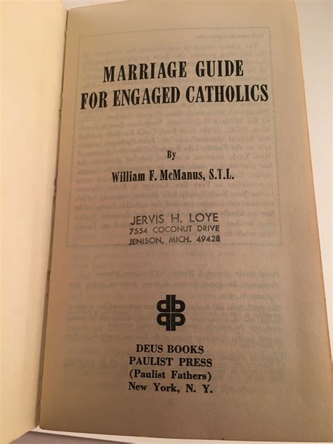 Marriage Guide For Engaged Catholics Deus Books Mcmanus Etsy
