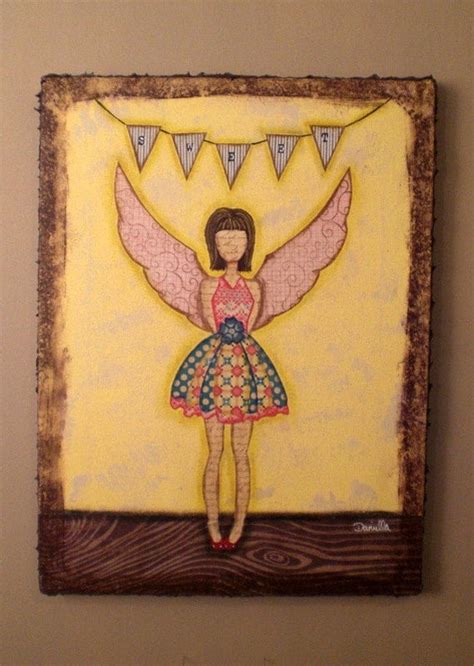 Items Similar To Whimsical Folk Art Angel Girl Sweet Angel 12x16