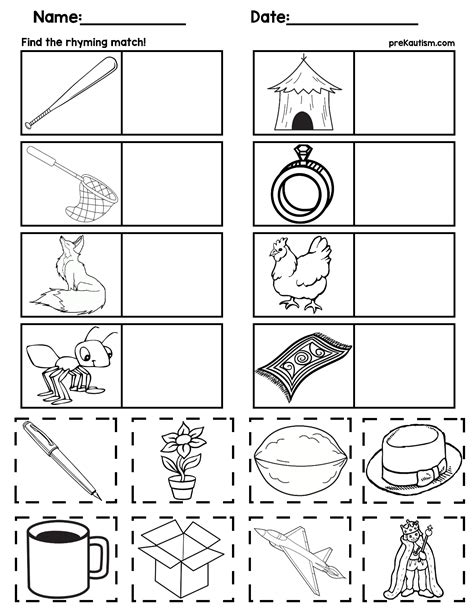 Rhyming Words Match Worksheets