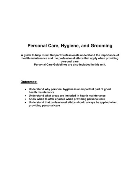 Personal Care Hygiene And Grooming