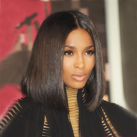 Celebrity Ciara Princess Harris Hairstyle Synthetic Lace Front Wig Short Lob Hair Wig Natural