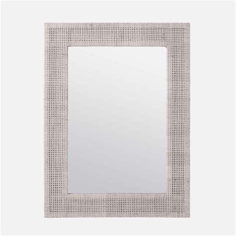Made Goods Isla Rectangular Mirror 30 In W X 40 In H French Gray Peeled Rattan Gracious Style
