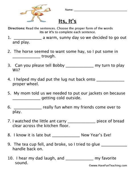 Its And It S Worksheet Education Homophones Worksheets Hot Sex Picture
