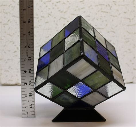 Stained Glass Rubiks Cube On Pedestal One Of A Kind Ebay Stained