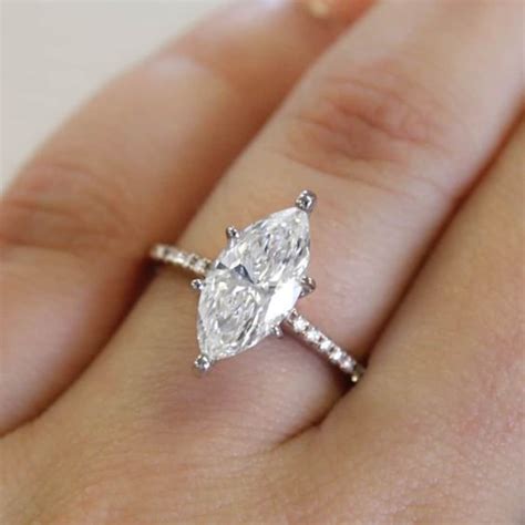 Marquise Cut Moissanite Engagement Ring Natural Diamond Band Etsy