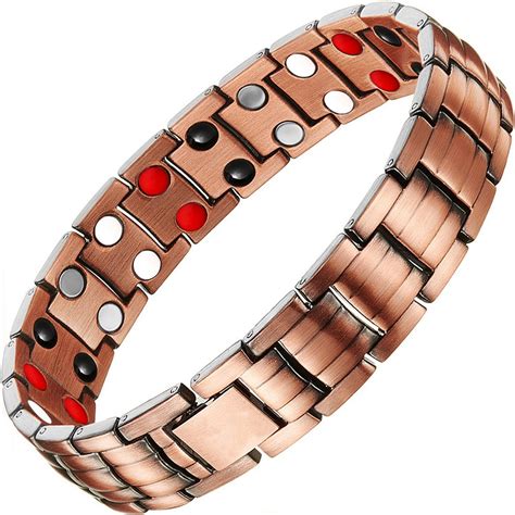Mens Pure Copper 4 Elements Magnetic Therapy Health Bracelet For