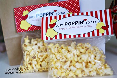 JUST POPPIN TO SAY HAPPY VALENTINES DAY Popcorn Valentine Bag